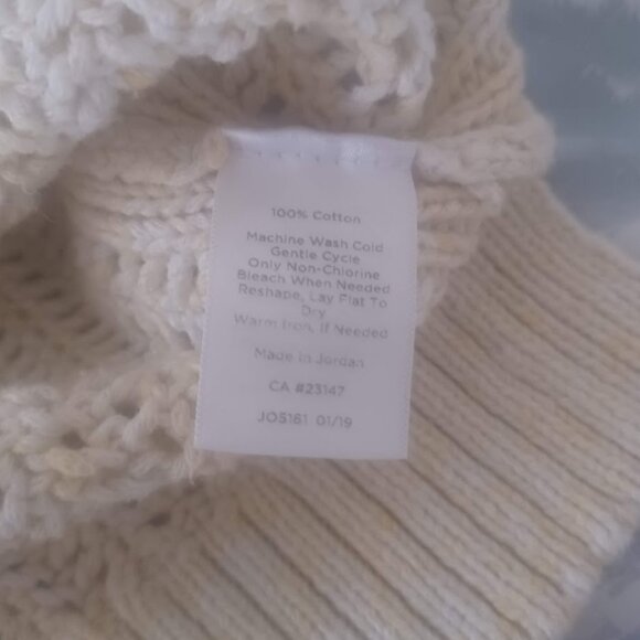 Talbots Women’s Large Petite Butter Yellow Open Weave Cotton Knit Sweater - Picture 3 of 6